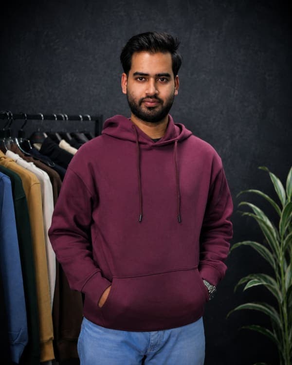Premium Drop Shoulder Hoodie-Maroon(01)
