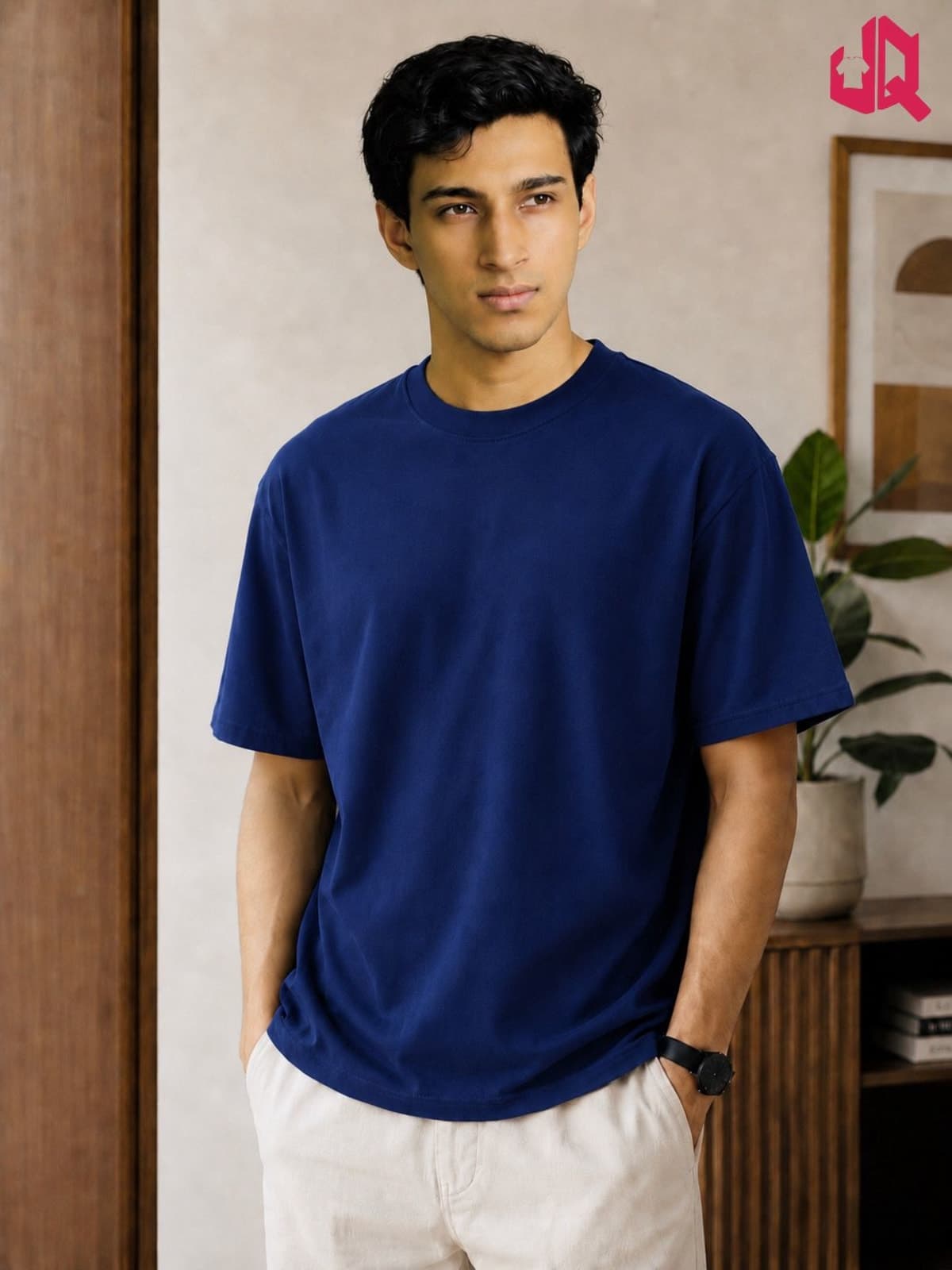 Solid Drop shoulder T-shirt -Navy Blue