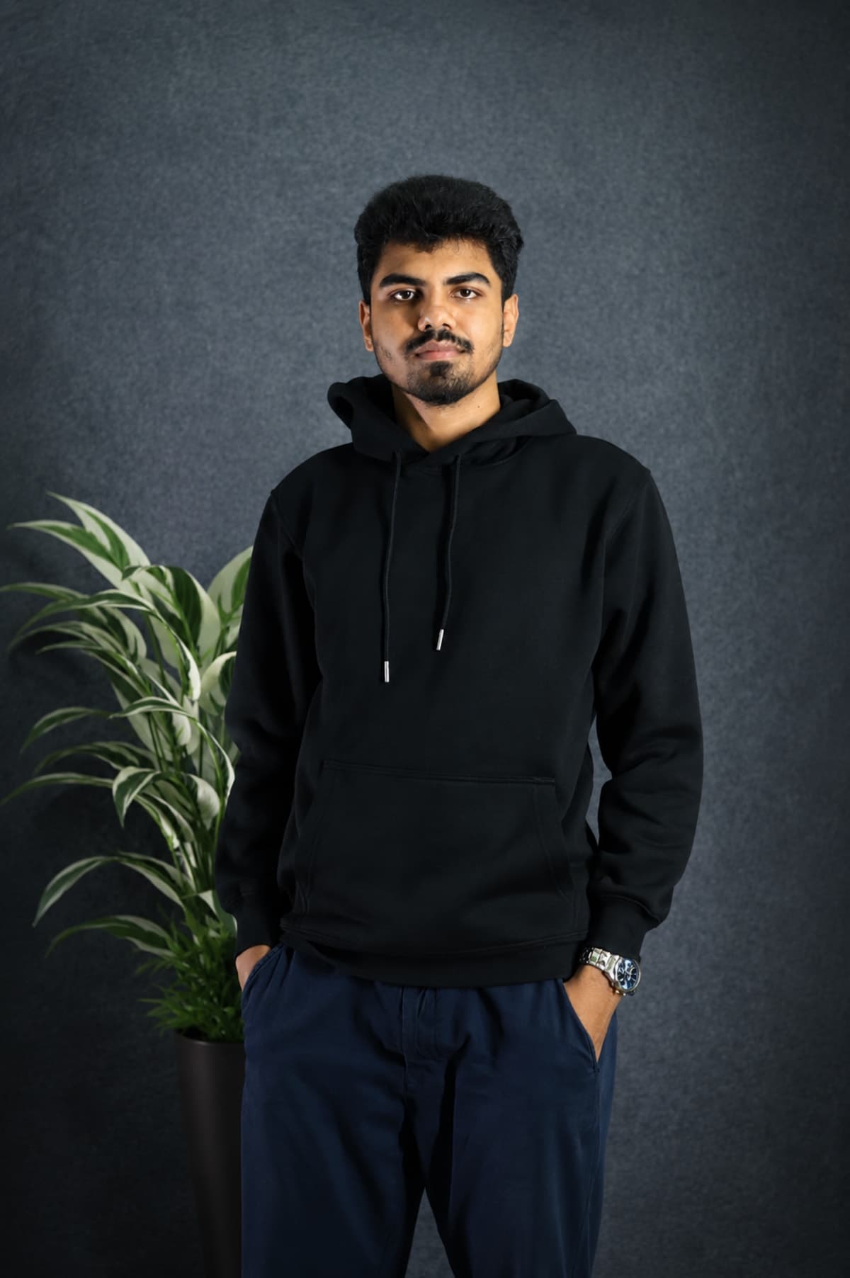 Premium Drop Shoulder Hoodie-Black